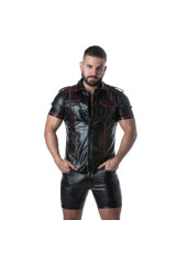 LOCKER GEAR - PUNCH HOLE LEATHERETTE CAMICIA ROSSO XL