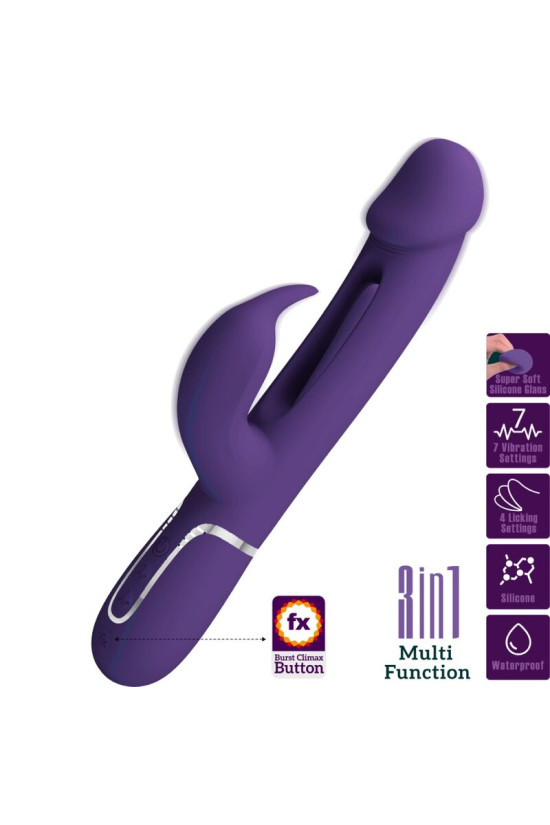 PRETTY LOVE - VIBRATORE MULTIFUNZIONE KAMPAS RABBIT 3 IN 1 CON LINGUA VIOLA