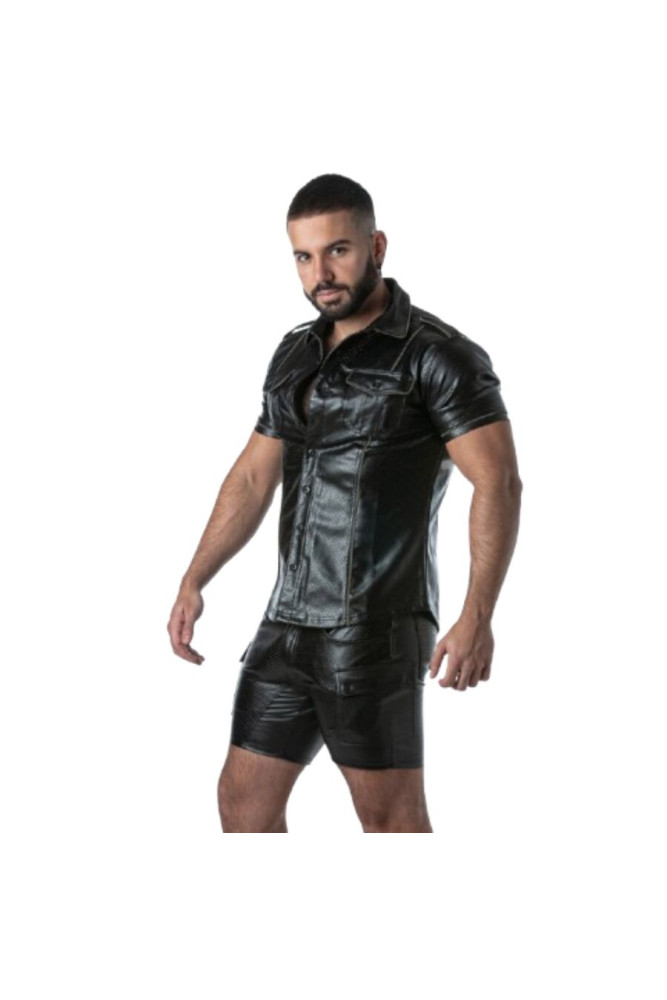LOCKER GEAR - PUNCH HOLE LEATHERETTE CAMICIA KAKI XL