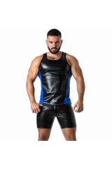 LOCKER GEAR - PUNCH HOLE LEATHERETTE CANOTTA BLU S