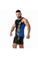LOCKER GEAR - PUNCH HOLE LEATHERETTE CANOTTA BLU S