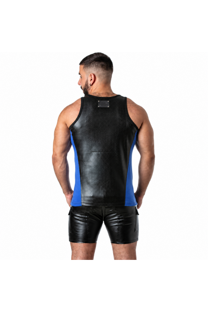 LOCKER GEAR - PUNCH HOLE LEATHERETTE CANOTTA BLU XL