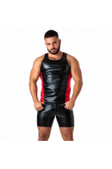 LOCKER GEAR - PUNCH HOLE LEATHERETTE CANOTTA ROSSO S