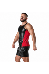 LOCKER GEAR - PUNCH HOLE LEATHERETTE CANOTTA ROSSO M