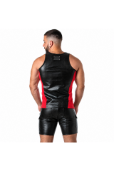 LOCKER GEAR - PUNCH HOLE LEATHERETTE CANOTTA ROSSO M