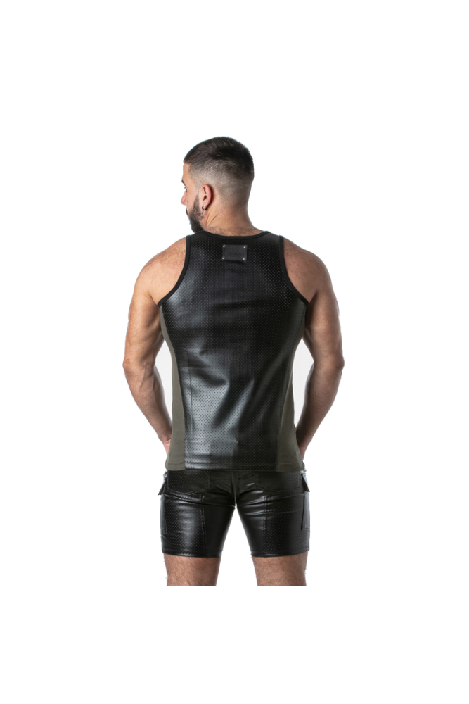 LOCKER GEAR - PUNCH HOLE LEATHERETTE CANOTTA KAKI L