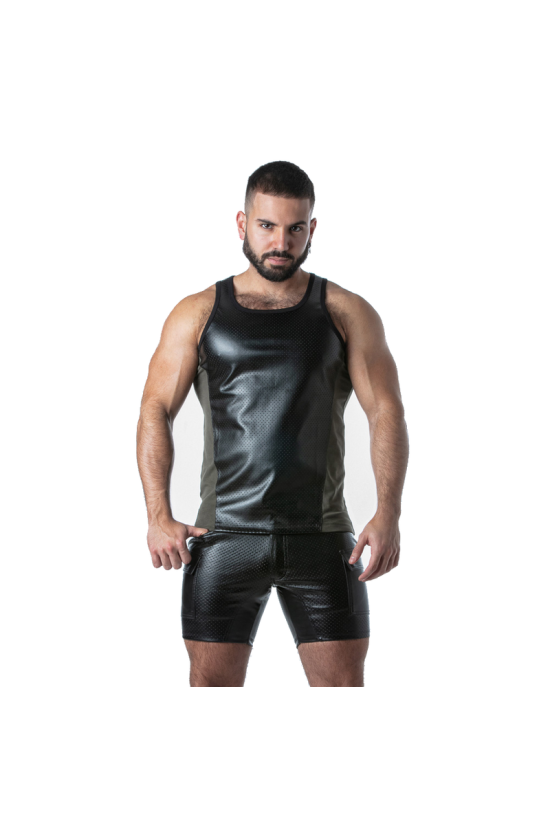 LOCKER GEAR - PUNCH HOLE LEATHERETTE CANOTTA KAKI XL