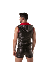 LOCKER GEAR - PUNCH HOLE LEATHERETTE FELPA CON CAPPUCCIO ROSSO XL