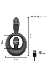 BLACK &amp; SILVER - ANELLO VIBRANTE RICARICABILE DECKARD CON TELECOMANDO NERO