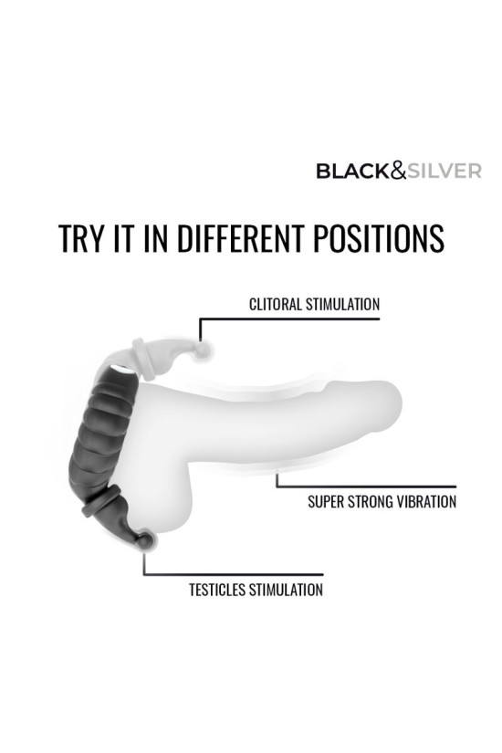 BLACK &amp; SILVER - - NEO ANELLO VIBRANTE RICARICABILE PER COPPIE
