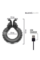 BLACK &amp; SILVER - - NEO ANELLO VIBRANTE RICARICABILE PER COPPIE
