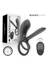 BLACK &amp; SILVER - ANELLO VIBRANTE RICARICABILE RIPLEY CON TELECOMANDO NERO