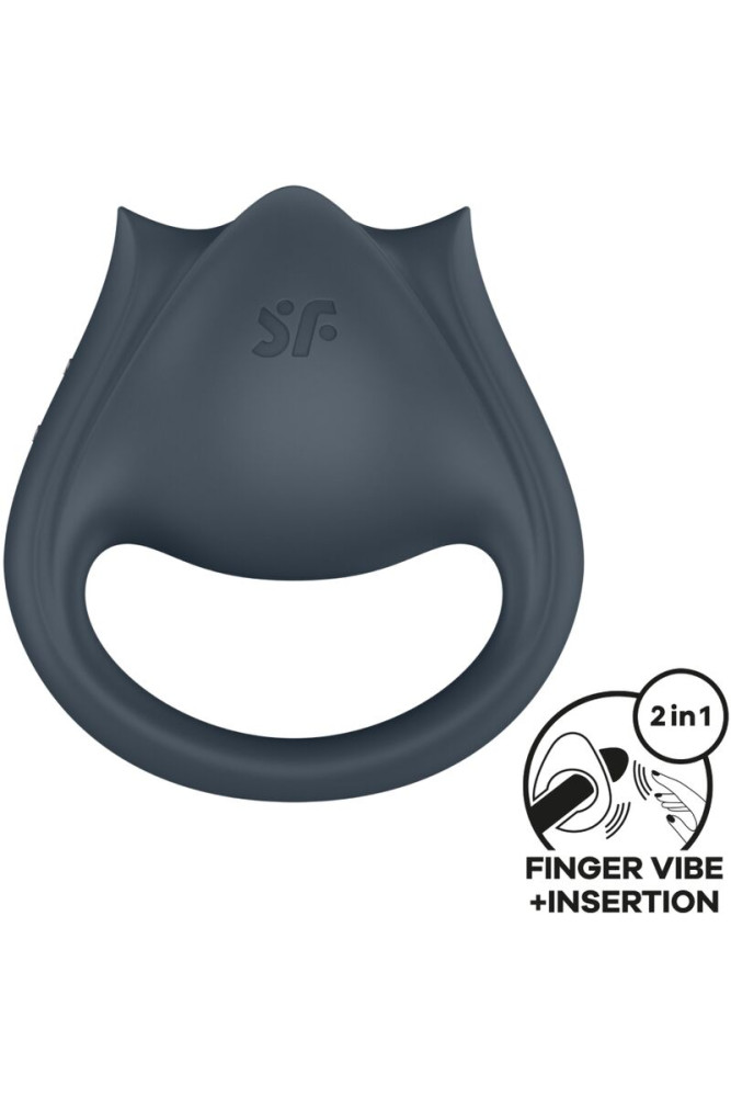 SATISFYER - PERFECT PAIR 2 MULTIVIBRATORE 2 IN 1 ANELLO PER PENE E STIMOLATORE PER DITA GRIGIO