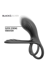 BLACK &amp; SILVER - ANELLO VIBRANTE RICARICABILE RIPLEY CON TELECOMANDO NERO