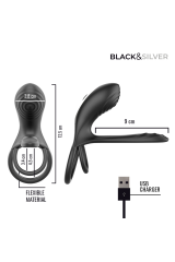 BLACK &amp; SILVER - ANELLO VIBRANTE RICARICABILE RIPLEY CON TELECOMANDO NERO