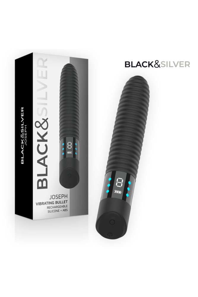 BLACK &amp; SILVER - VIBRATORE JOSEPH RICARICABILE TRAMITE USB CON DISPLAY A LED NERO