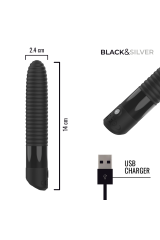 BLACK &amp; SILVER - VIBRATORE JOSEPH RICARICABILE TRAMITE USB CON DISPLAY A LED NERO