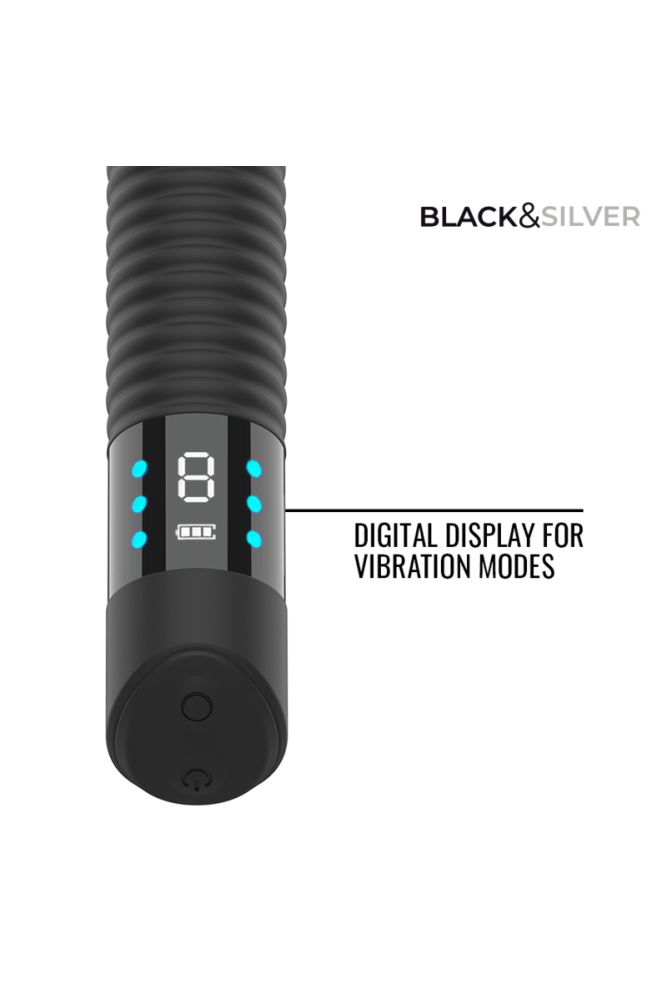 BLACK &amp; SILVER - VIBRATORE JOSEPH RICARICABILE TRAMITE USB CON DISPLAY A LED NERO