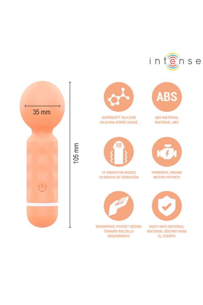 INTENSE - JARED MINI MASSAGGIATORE A BACCHETTA RICARICABILE TRAMITE USB ARANCIONE