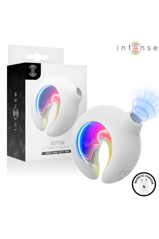 INTENSE - STIMOLATORE CLITORIDEO A SUZIONE CON VIBRAZIONE RICARICABILE TRAMITE USB ASTON BIANCO