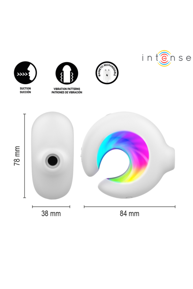 INTENSE - STIMOLATORE CLITORIDEO A SUZIONE CON VIBRAZIONE RICARICABILE TRAMITE USB ASTON BIANCO