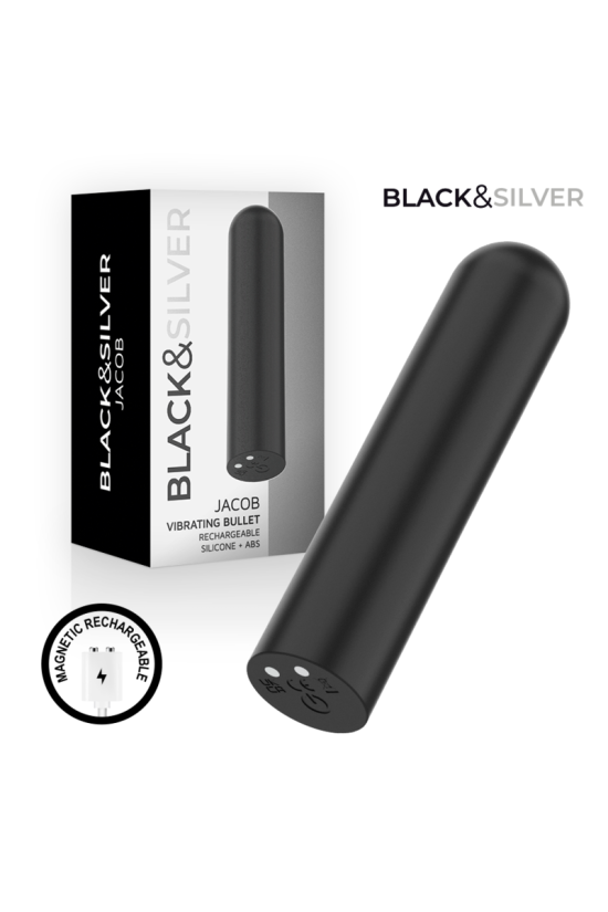 BLACK &amp; SILVER - JACOB PROIETTILE VIBRANTE RICARICABILE TRAMITE USB NERO
