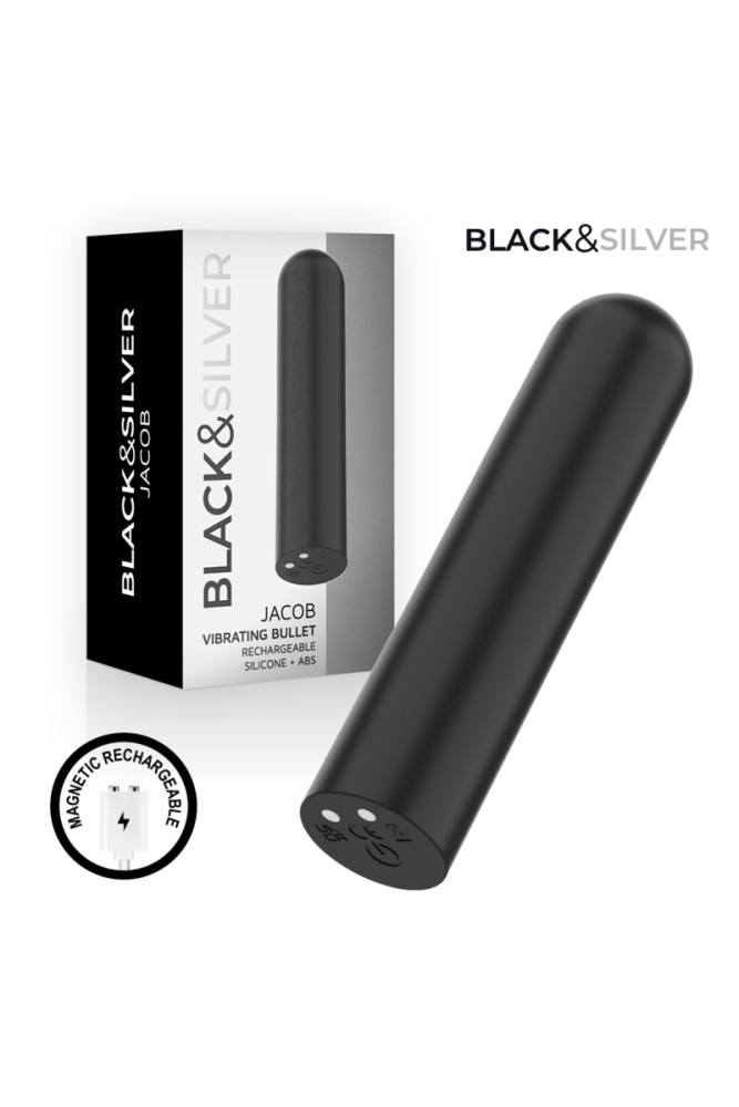 BLACK &amp; SILVER - JACOB PROIETTILE VIBRANTE RICARICABILE TRAMITE USB NERO