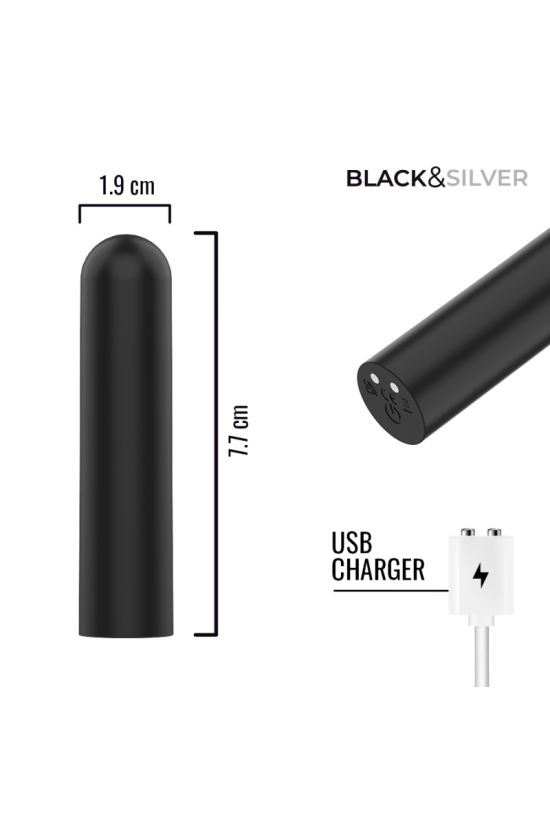 BLACK &amp; SILVER - JACOB PROIETTILE VIBRANTE RICARICABILE TRAMITE USB NERO