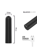 BLACK &amp; SILVER - JACOB PROIETTILE VIBRANTE RICARICABILE TRAMITE USB NERO