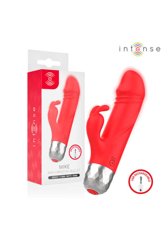 INTENSE - MIKE MINI VIBRATORE A CONIGLIO RICARICABILE TRAMITE USB ROSSO