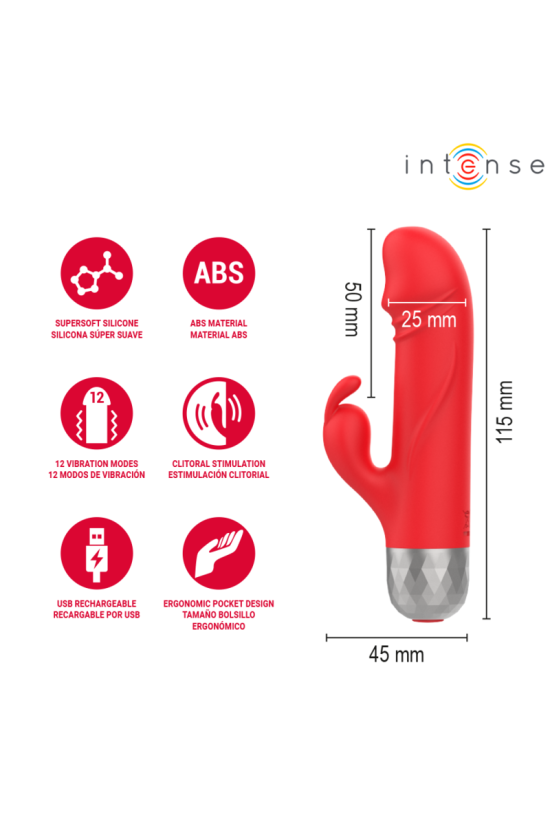 INTENSE - MIKE MINI VIBRATORE A CONIGLIO RICARICABILE TRAMITE USB ROSSO