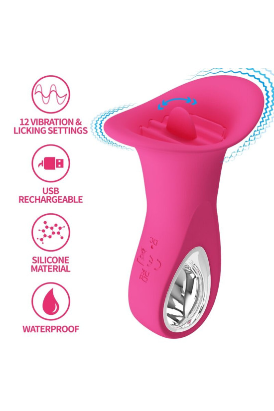 PRETTY LOVE - CLYDE VIBRATORE ORALE LINGUA VIBRANTE 12 VIBRAZIONI ROSA