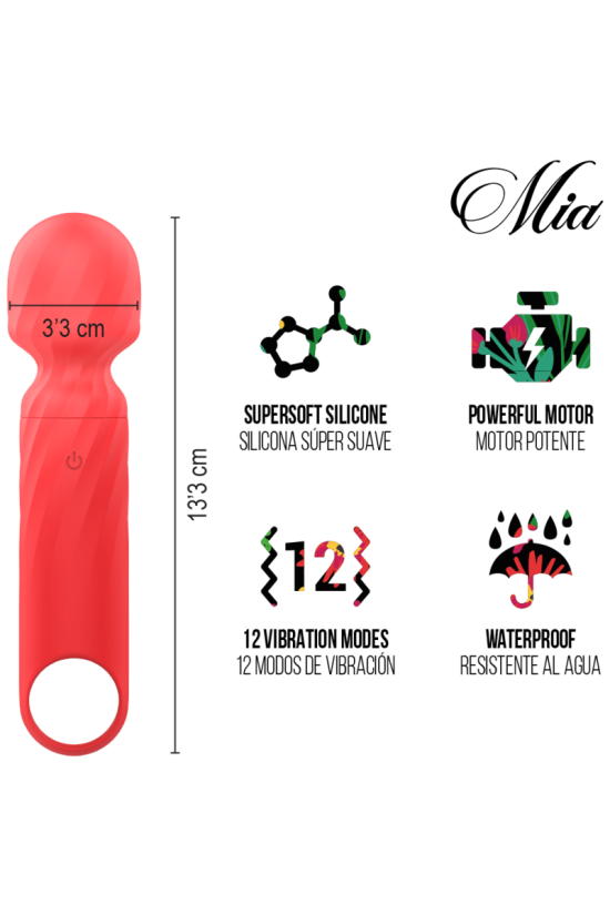 MIA - LUCY ELLEN MINI MASSAGGIATORE A BACCHETTA RICARICABILE TRAMITE USB ROSSO