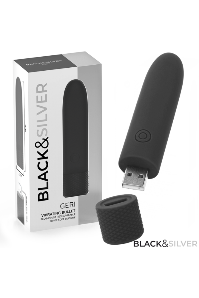 BLACK & SILVER - GERI USB RICARICABILE VIBRANTE BULLET 8 VIBRAZIONI NERO 10 X 2
