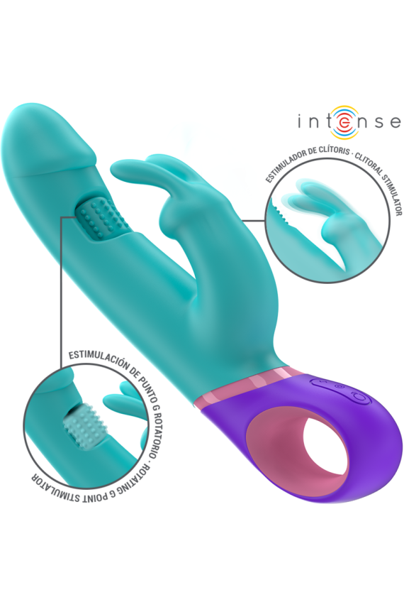 INTENSE - MONICA VIBRATORE RABBIT CON STIMOLATORE G-SPOT ROTANTE BLU