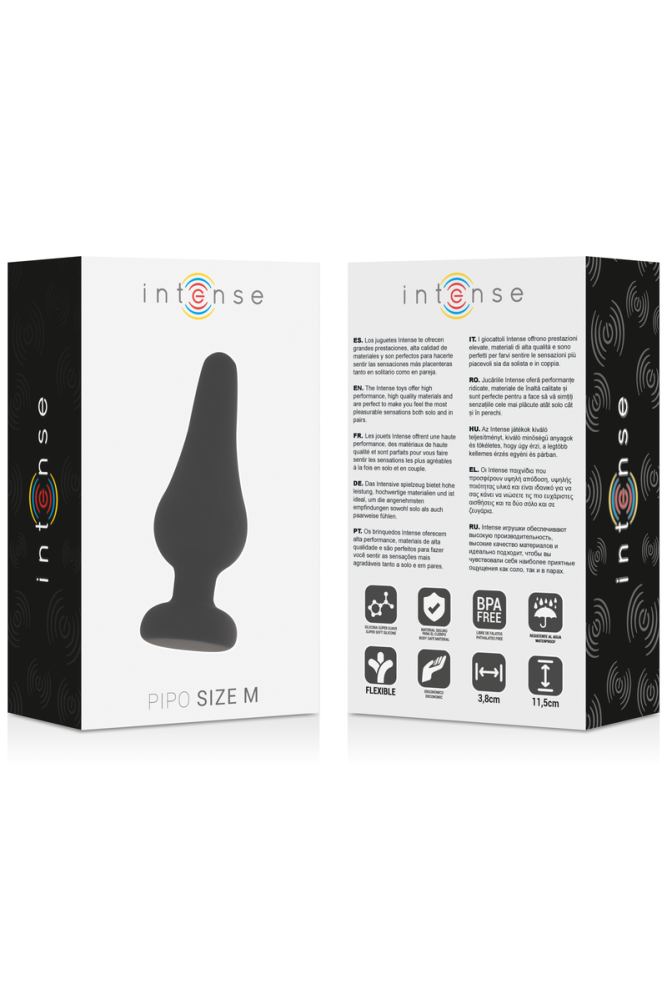 INTENSE - PLUG ANALE PIPO M SILICONE NERO 11 CM