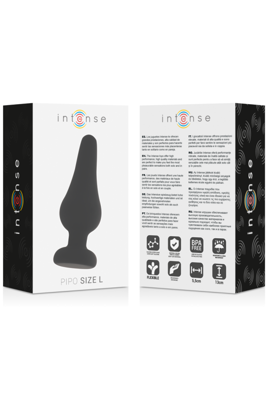 INTENSE - PLUG ANALE PIPO L SILICONE NERO 13 CM