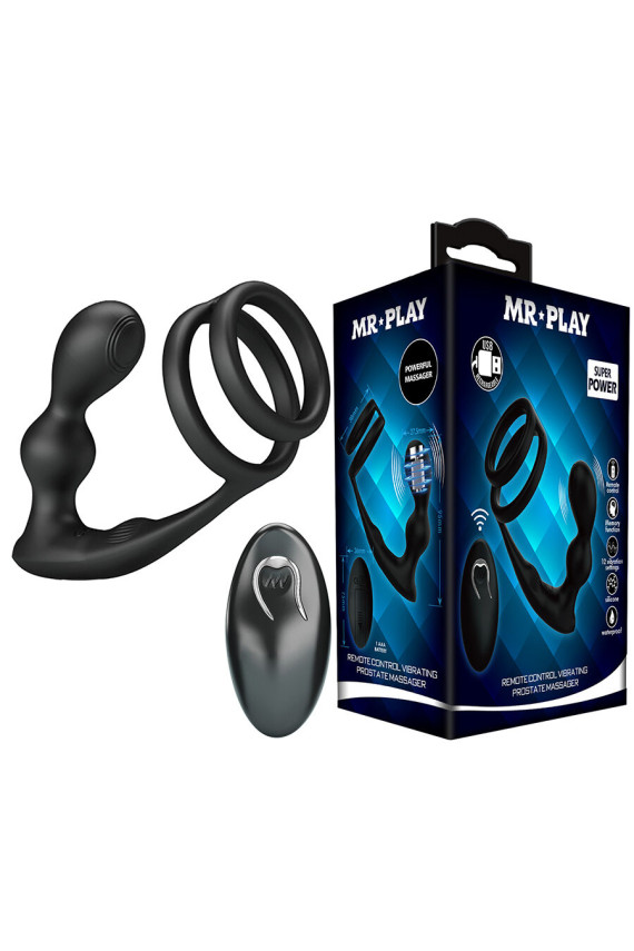 MR PLAY - PLUG ANALE VIBRANTE CON ANELLO PER PENE E TELECOMANDO