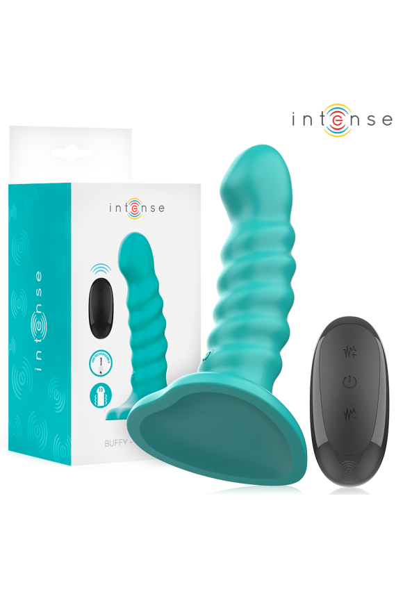 INTENSE - VIBRATORE BUFFY TAGLIA S DESIGN A SPIRALE 10 VIBRAZIONI TELECOMANDO BLU