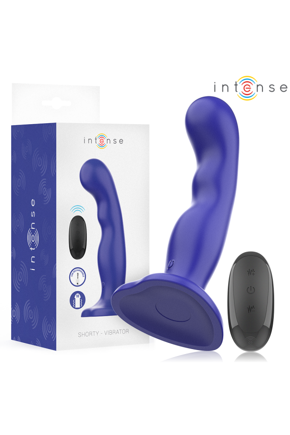 INTENSE - VIBRATORE SHORTY CON VENTOSA TELECOMANDO BLU