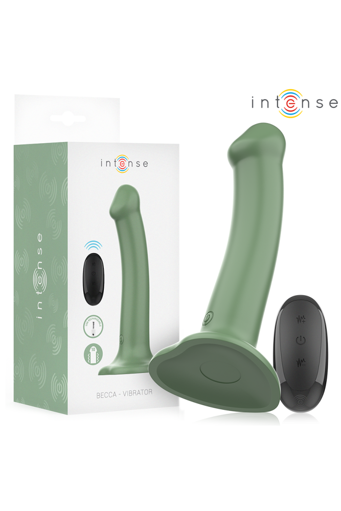 INTENSE - VIBRATORE BECCA CON VENTOSA 10 VIBRAZIONI TELECOMANDO VERDE