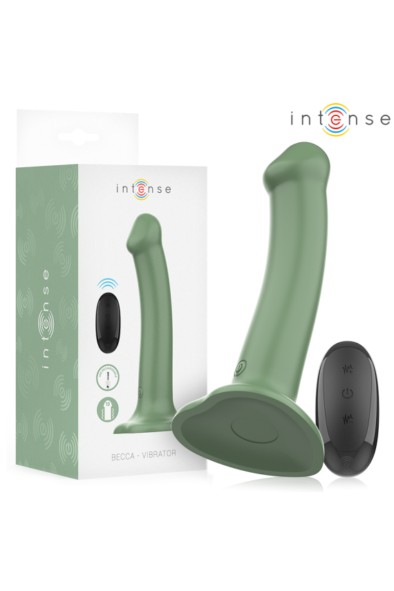 INTENSE - VIBRATORE BECCA CON VENTOSA 10 VIBRAZIONI TELECOMANDO VERDE