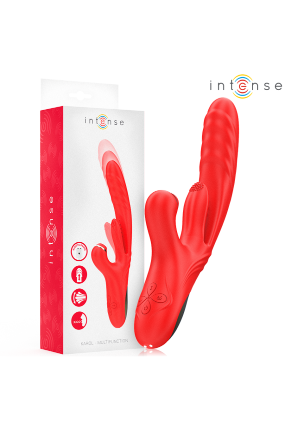 INTENSE - KAROL VIBRATORE MULTIFUNZIONE SPINTA E STIMOLAZIONE E ONDE STIMOLANTI ROSSO