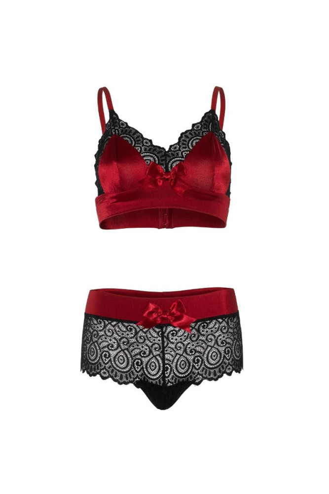 LEG AVENUE - SET 2 PEZZI NERO E ROSSO S/M