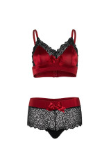 LEG AVENUE - SET 2 PEZZI NERO E ROSSO S/M