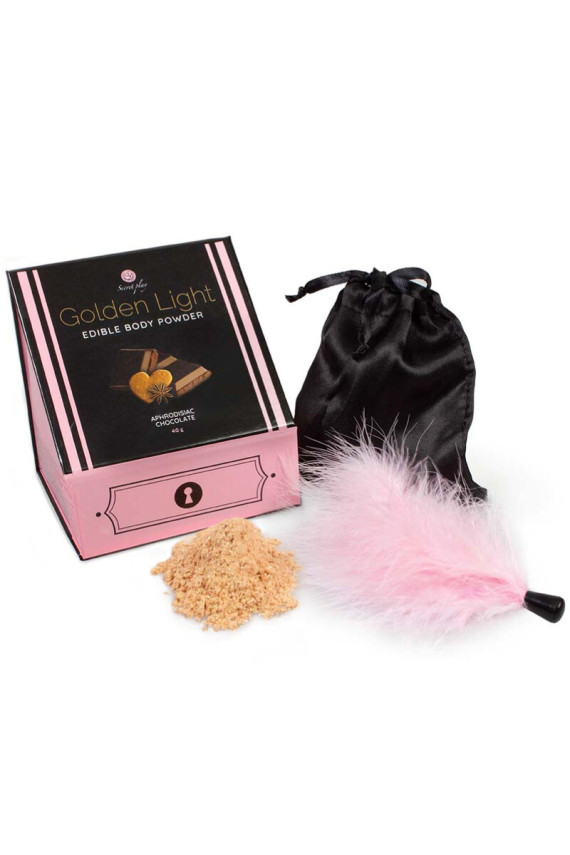 SECRETPLAY - KIT GOLDEN LIGHT AFRODISIACO POLVERE EDIBILE DI CIOCCOLATO E PIUMA