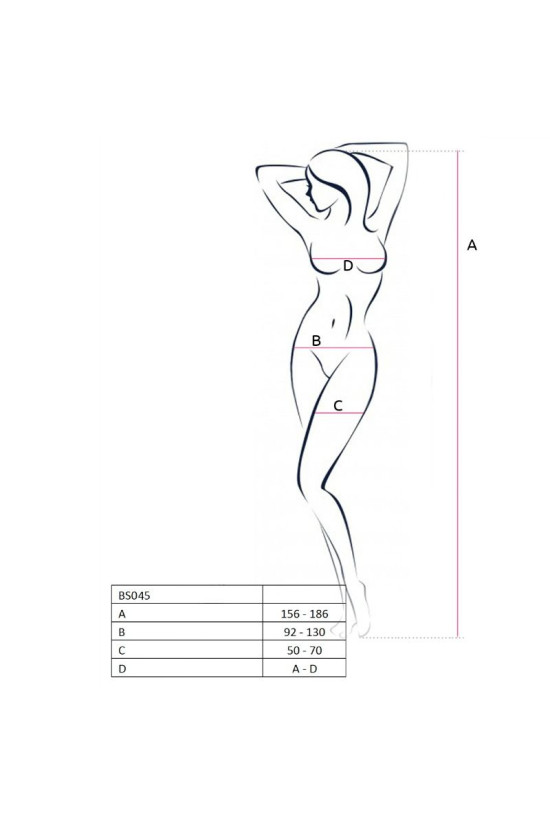 PASSION - DONNA BS045 BODYSTOCKING NERO TAGLIA UNICA