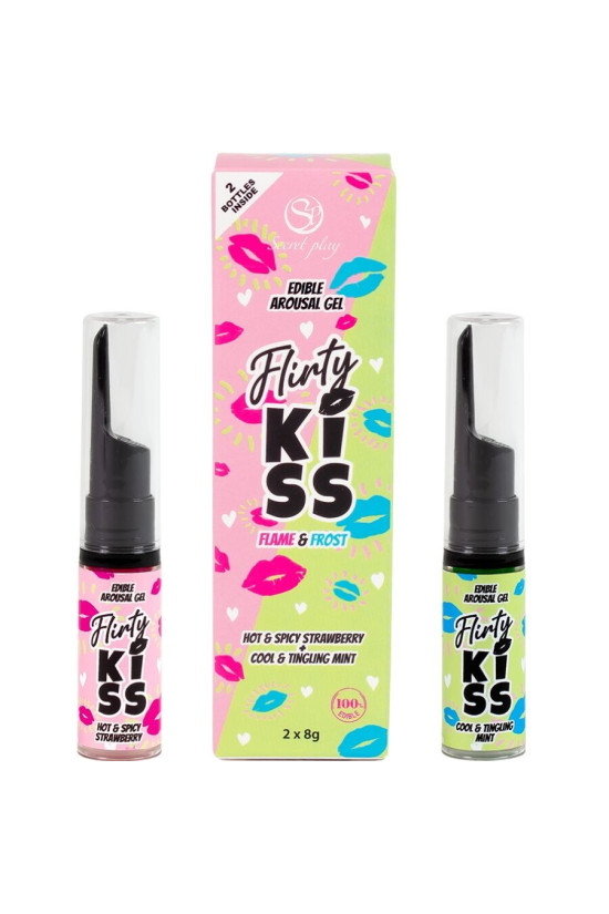SECRETPLAY - GEL PER BACI CIVATRICI CON EFFETTI SESSUALI ORALI FRAGOLA E MENTA 2 x 8 GR
