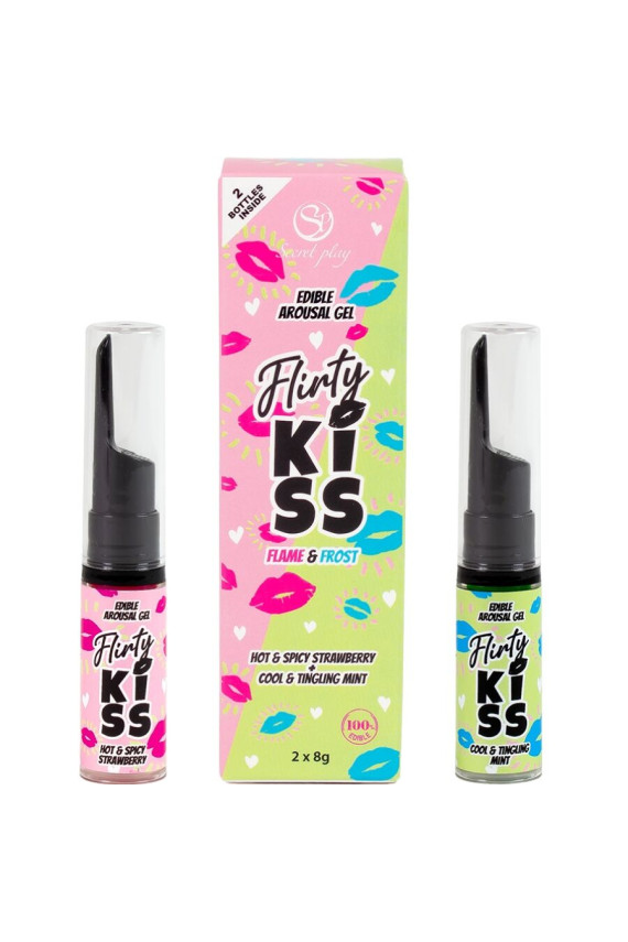 SECRETPLAY - GEL PER BACI CIVATRICI CON EFFETTI SESSUALI ORALI FRAGOLA E MENTA 2 x 8 GR