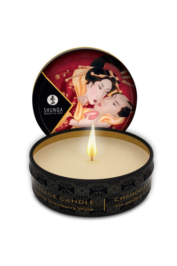 SHUNGA - MINI CARESS BY CANDELIGHT CANDELA DA MASSAGGIO FRAGOLE E CAVA 30 ML